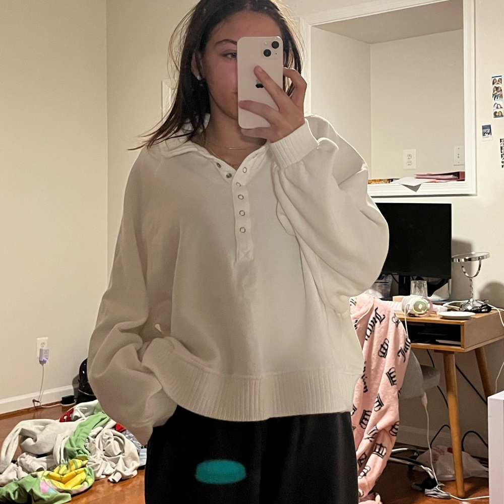 white sweater